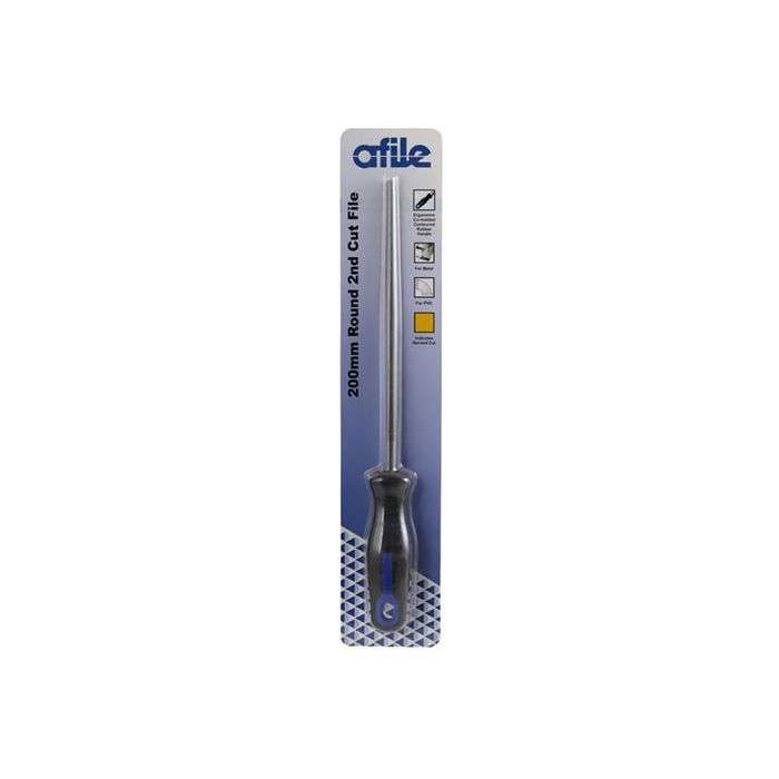 Afile Round 2nd Cut File With Handle 200mm