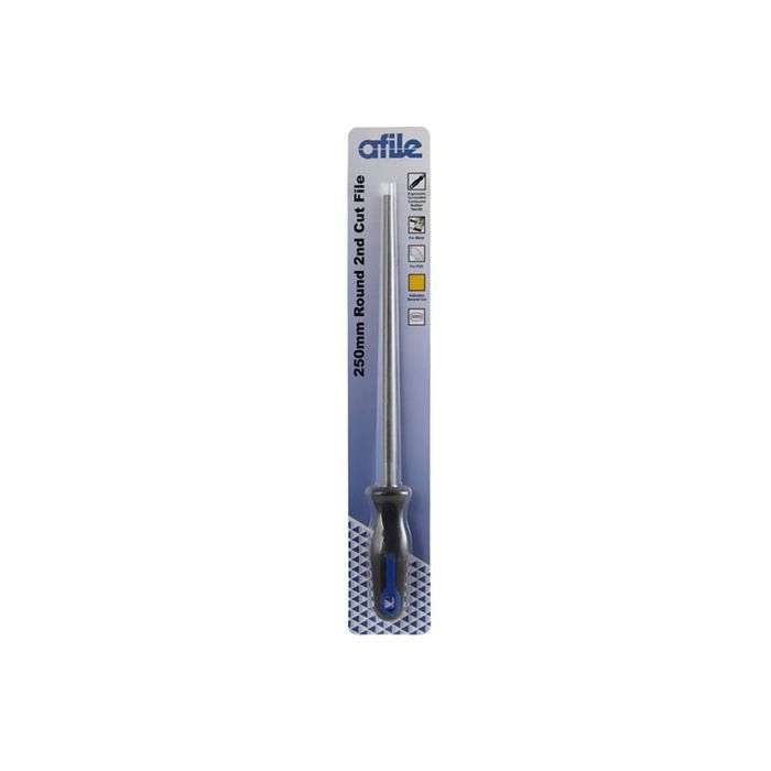 Afile Round 2nd Cut File With Handle 250mm