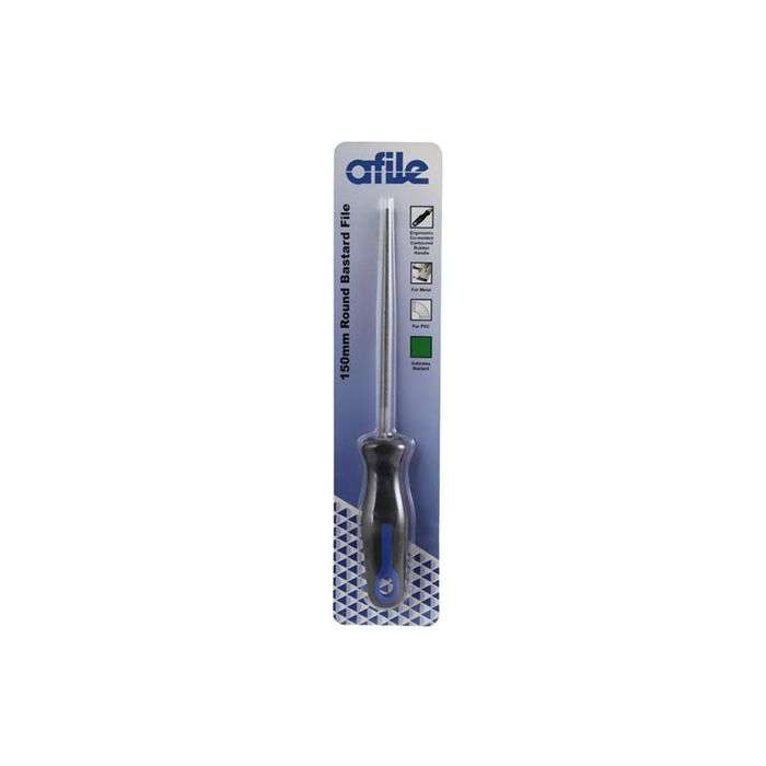 Afile Round Bastard File With Handle 150mm