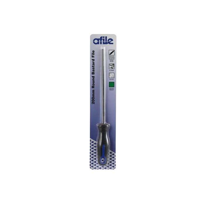 Afile Round Bastard File With Handle 200mm