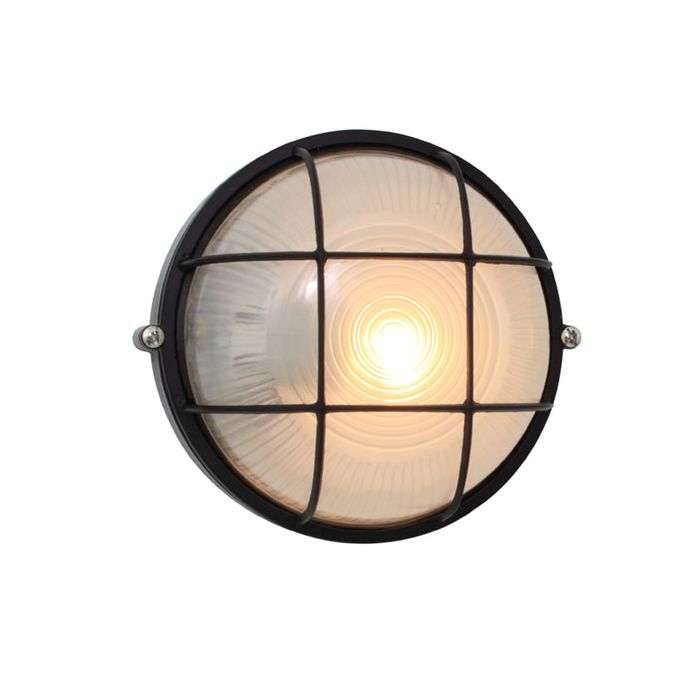 Eurolux Black Large Round Bulkhead Fitting With Grid