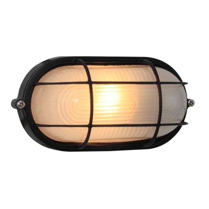 Eurolux Black Small Oval Bulkhead Fitting With Grid