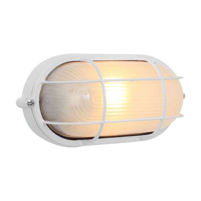 Eurolux White Small Oval Bulkhead Fitting With Grid