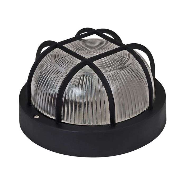 Eurolux Black Plastic Round Bulkhead Fitting With Grid