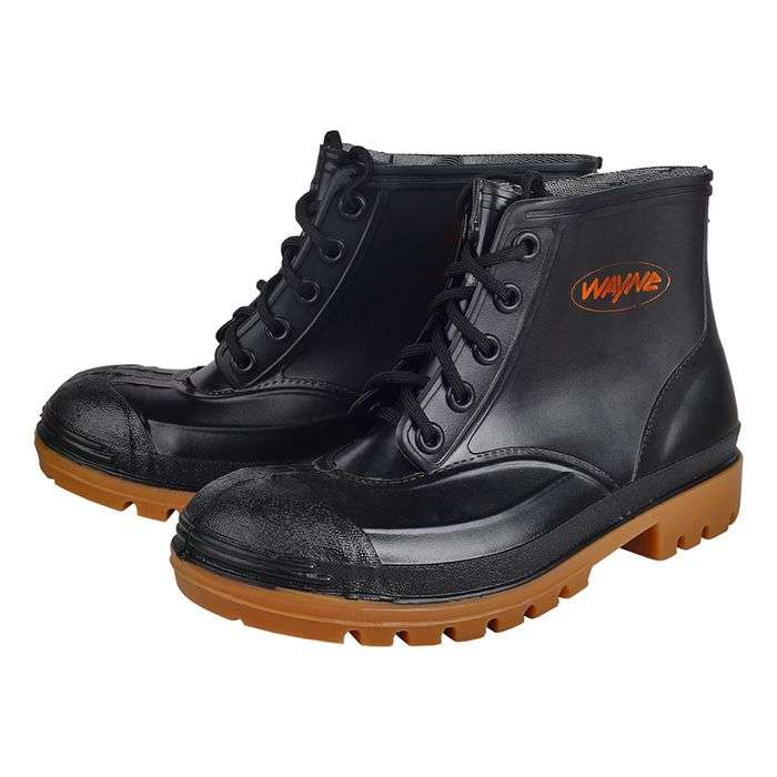 Wayne Black Miners Ankle Gumboots- Size 6