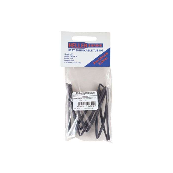 HellermannTyton Black Heat Shrink 3.2mm x 1m