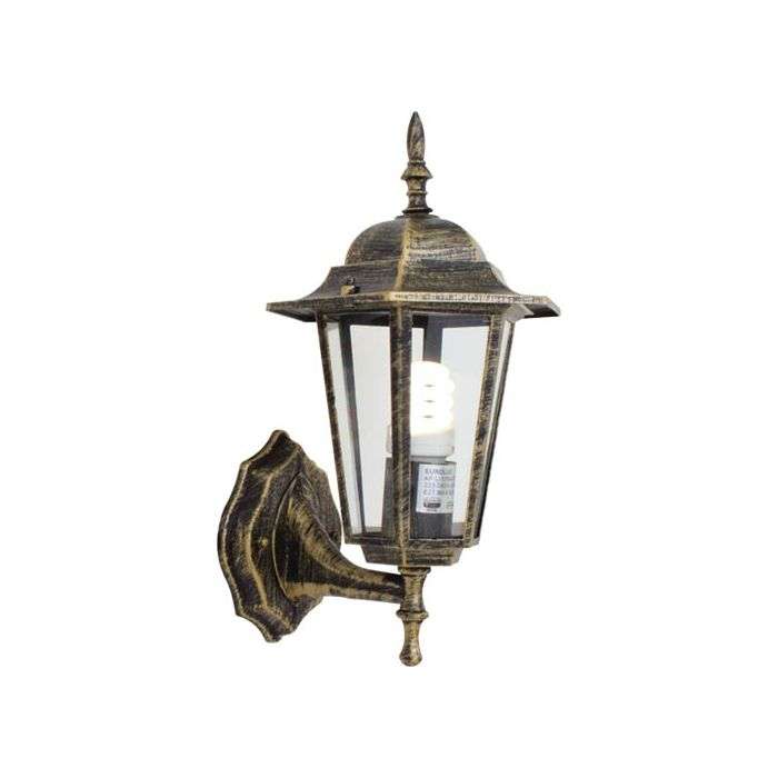Eurolux Black & Gold 6 Panel Up Facing Lantern