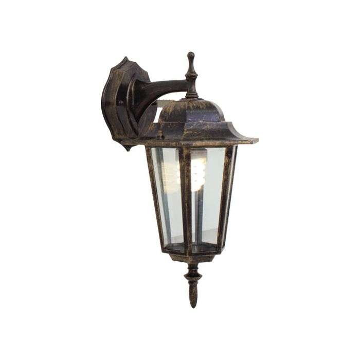 Eurolux Black & Gold 6 Panel Down Facing Lantern