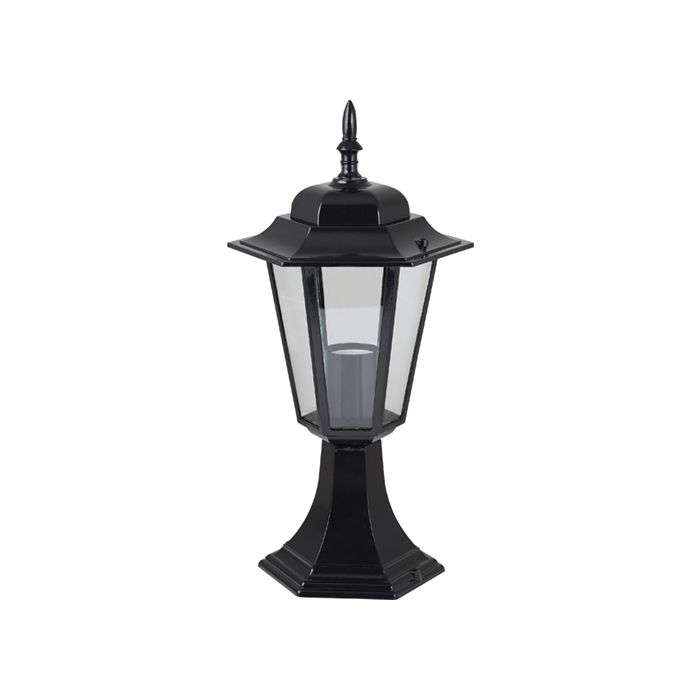 Eurolux Black 6 Panel Pedestal Lantern