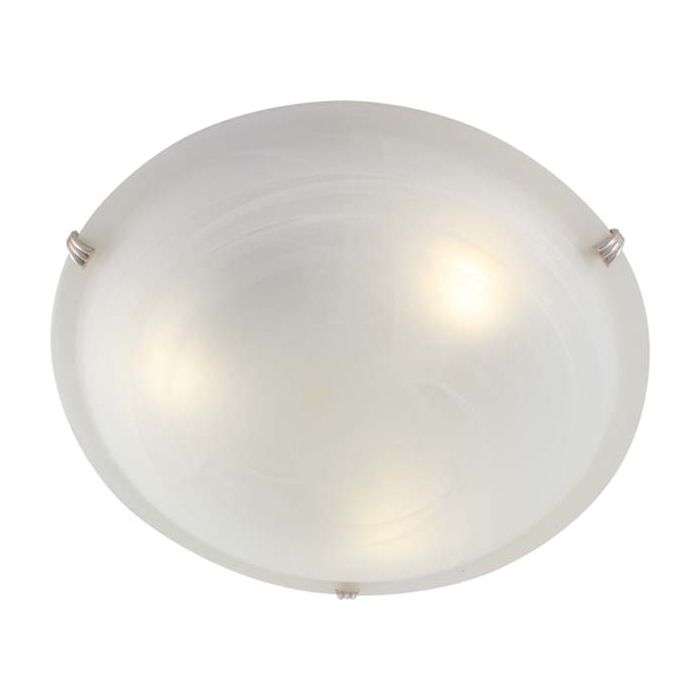 Eurolux Satin Chrome Round Alabaster 3-Clip Ceiling Light 400mm