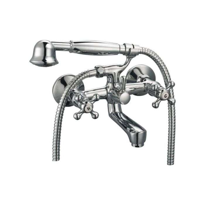 Icon Red Chrome Plated Victory Bath Mixer With Hand Shower