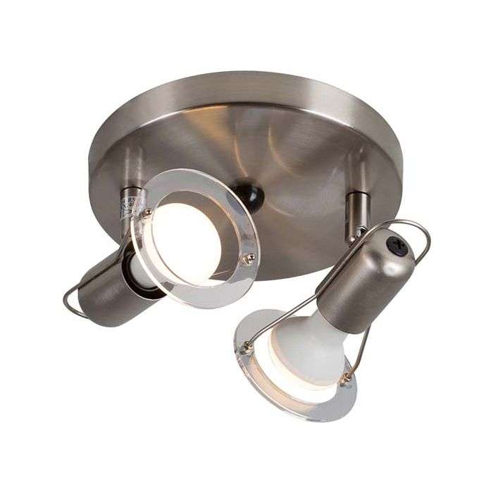 Eurolux Satin Chrome 2-Light Plate Spotlight