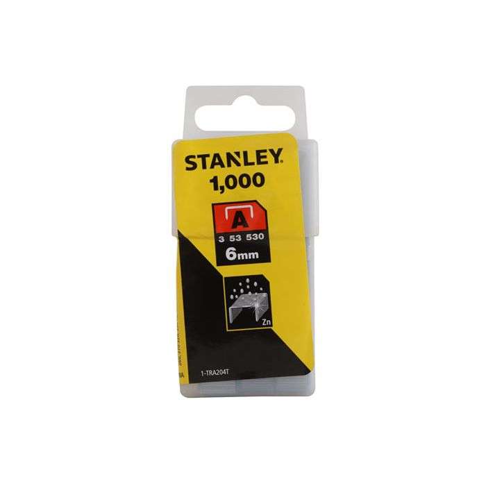 Stanley Light Duty A-Type Staples 6mm - 1000 Pack