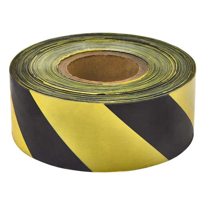Black & Yellow Chevron Barrier Tape 75mm x 500m