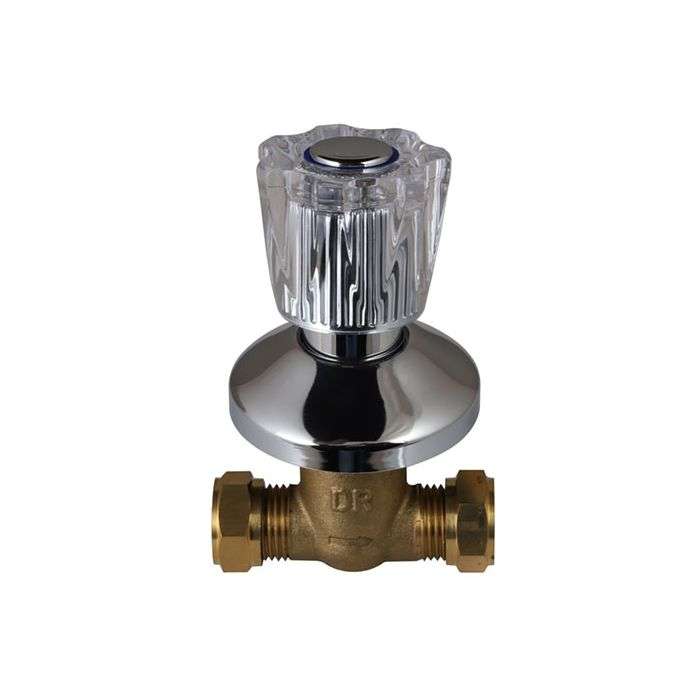 Icon Red Chrome Plated Aries Undertile Stop Tap C/C 15mm