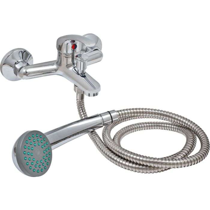 Icon Red Chrome Plated Pisces Bath Mixer With Hand Shower