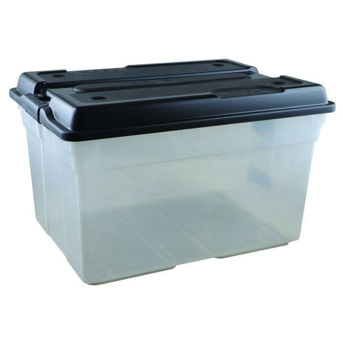 Addis Clear Storage Box With Black Lid 56L
