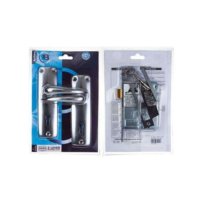 Aztec Chrome Plated Keyhole Lever Handle On Backplate 2 Lever Lockset