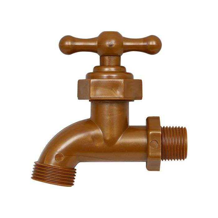 Brown Plastic Light Pattern Hose Bibtap 15 x 20mm