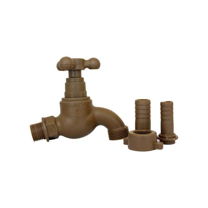 Brown Plastic Heavy Pattern Hose Bibtap 15mm