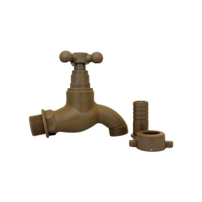 Brown Plastic Heavy Pattern Hose Bibtap 20mm