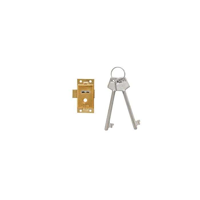 Mackie Brass Plated Cupboard Lock 50mm