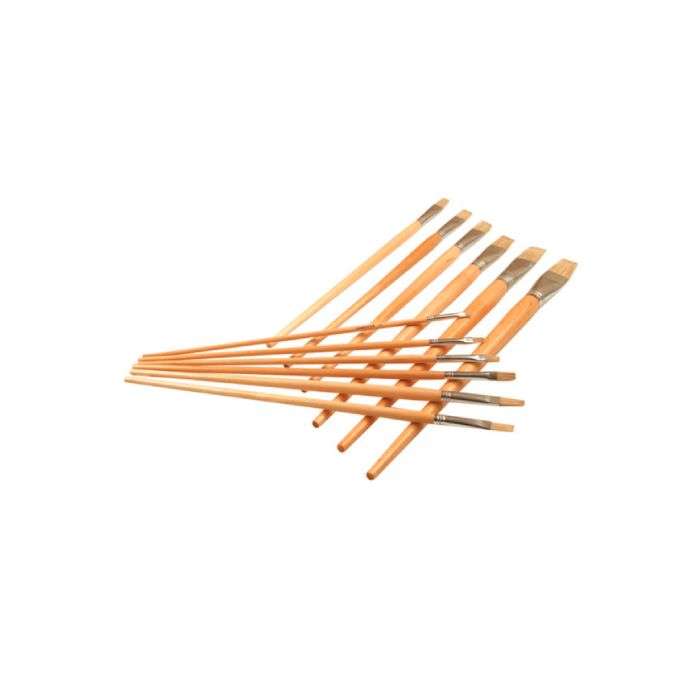 Academy Brushware 12 Piece Flat Artist Brush Set No. 1-12