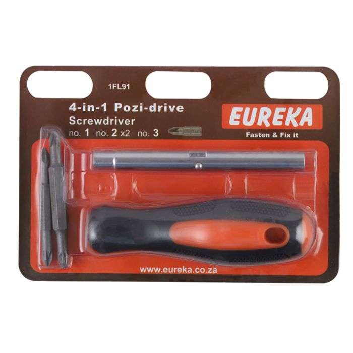 Eureka Screwdriver With Pozi-Driv Bits