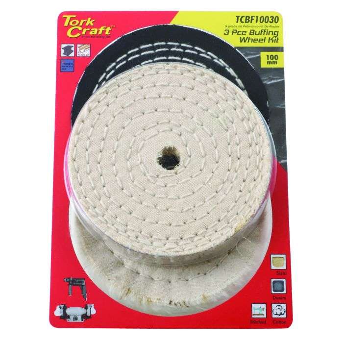 Tork Craft 3 Piece Buffing Wheel Kit 100mm