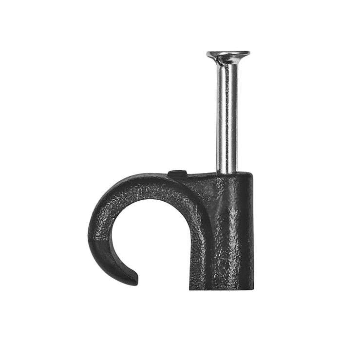 Black Round Cable Clips 8mm - 100 Pack