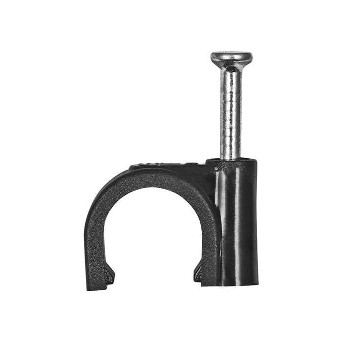 Black Round Cable Clips 9mm - 100 Pack