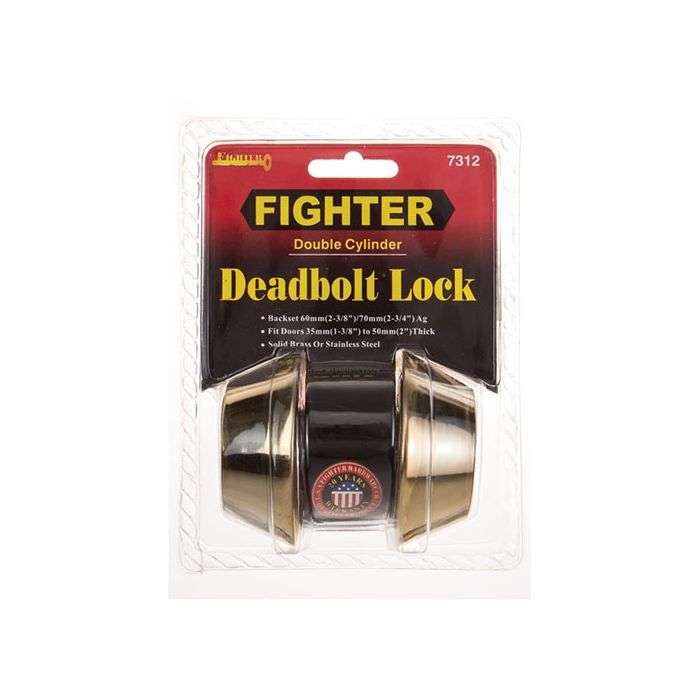 Fighter Polished Brass Double Cylinder Deadbolt Lock