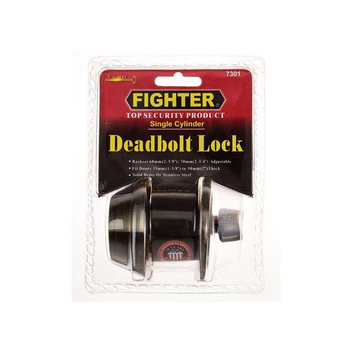 Fighter Antique Brass Single Cylinder Deadbolt Lock