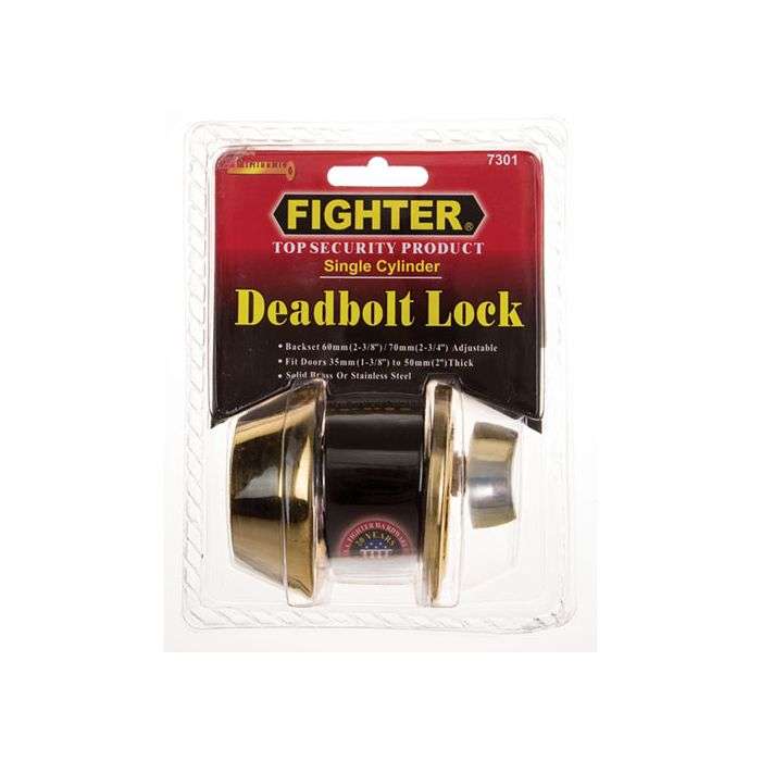 Fighter Polished Brass Single Cylinder Deadbolt Lock