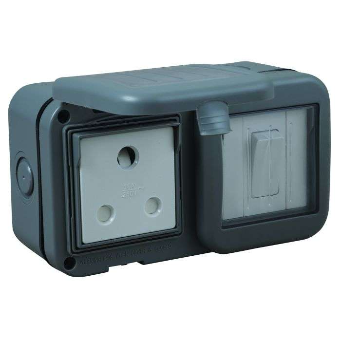 Outdoor Switch Socket 1X O/RSA 1L2W Waterproof IP55