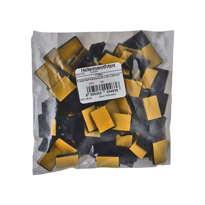 HellermannTyton Black Self Adhesive Cradles - 100 Pack