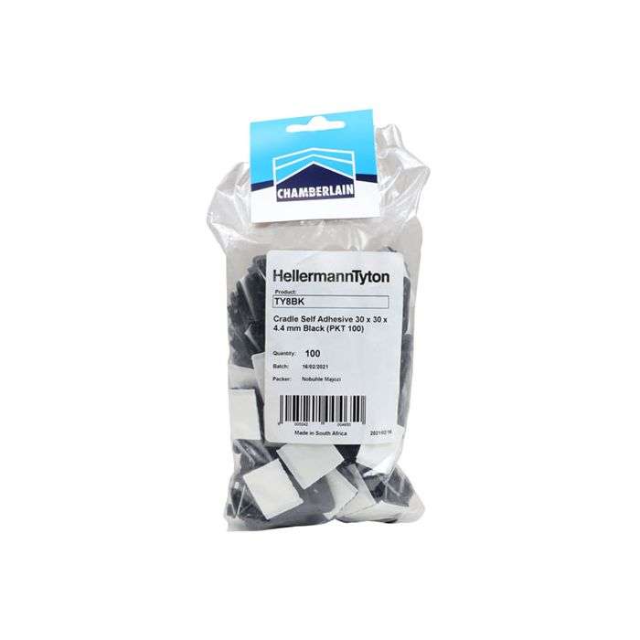 HellermannTyton Black Self Adhesive Cradles - 100 Pack