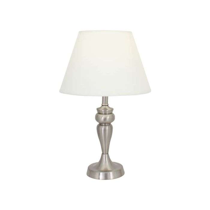 Eurolux Satin Chrome Table Lamp With Cloth Shade