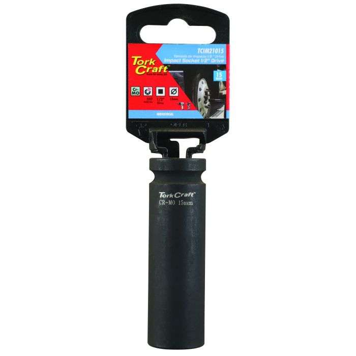 Tork Craft 1/2" Drive 6 Point Deep Tube Socket 15mm