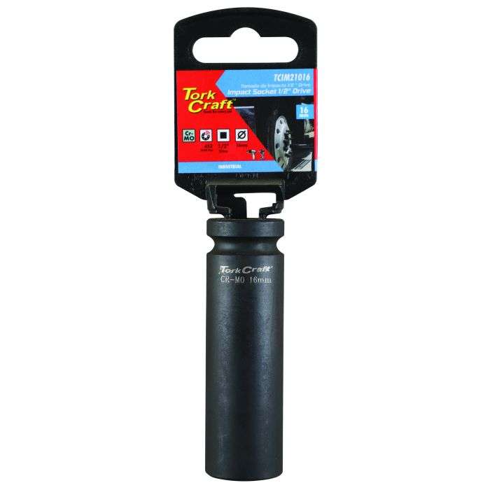 Tork Craft 1/2" Drive 6 Point Deep Tube Socket 16mm