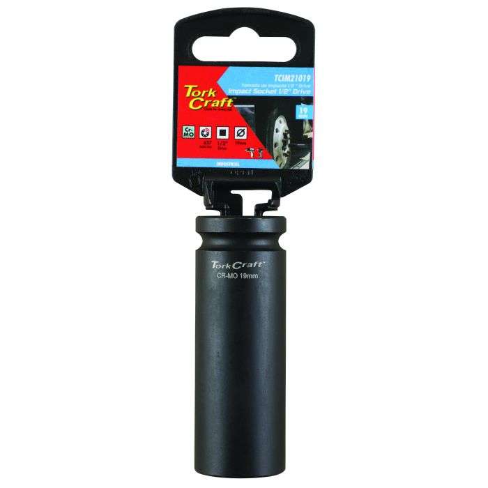 Tork Craft 1/2" Drive 6 Point Deep Tube Socket 19mm
