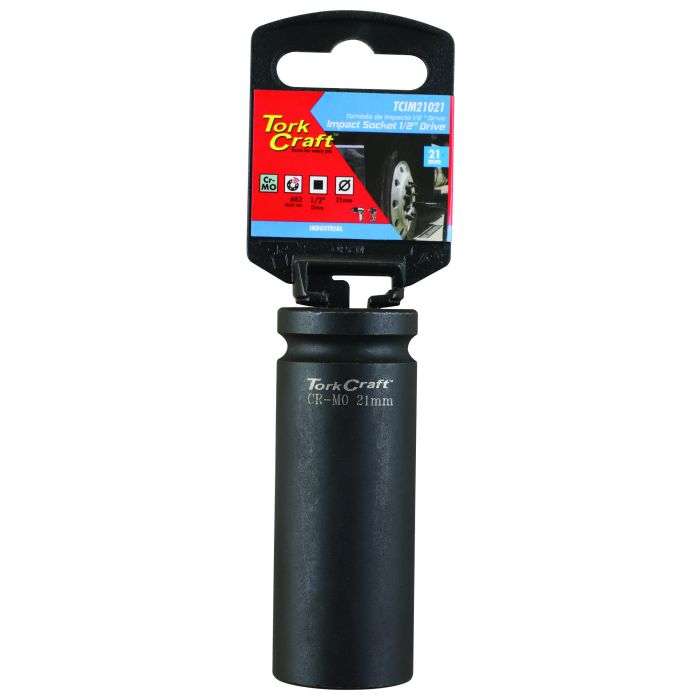 Tork Craft 1/2" Drive 6 Point Deep Tube Socket 21mm