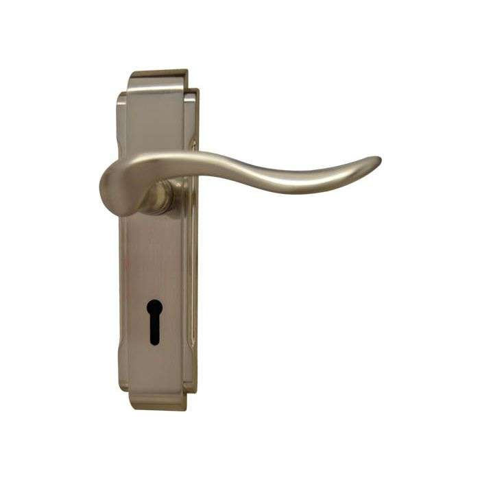 Upper Edge Brushed Satin Nickel Bellini 3 Lever Lockset