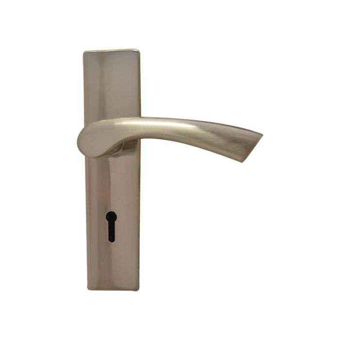 Upper Edge Brushed Satin Nickel Renato 3 Lever Lockset