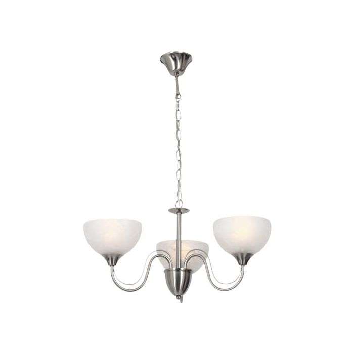 Bright Star Satin Chrome Chandelier With Alabster Glass
