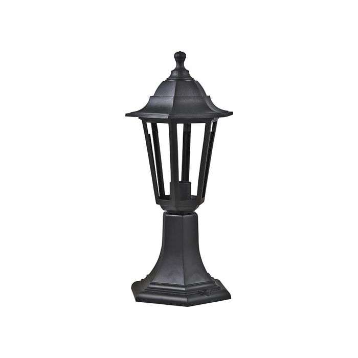 Bright Star Black 6 Panel Pillar Lantern