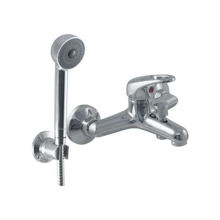 Icon Red Chrome Plated Pisces Loop Bath Mixer With Hand Shower