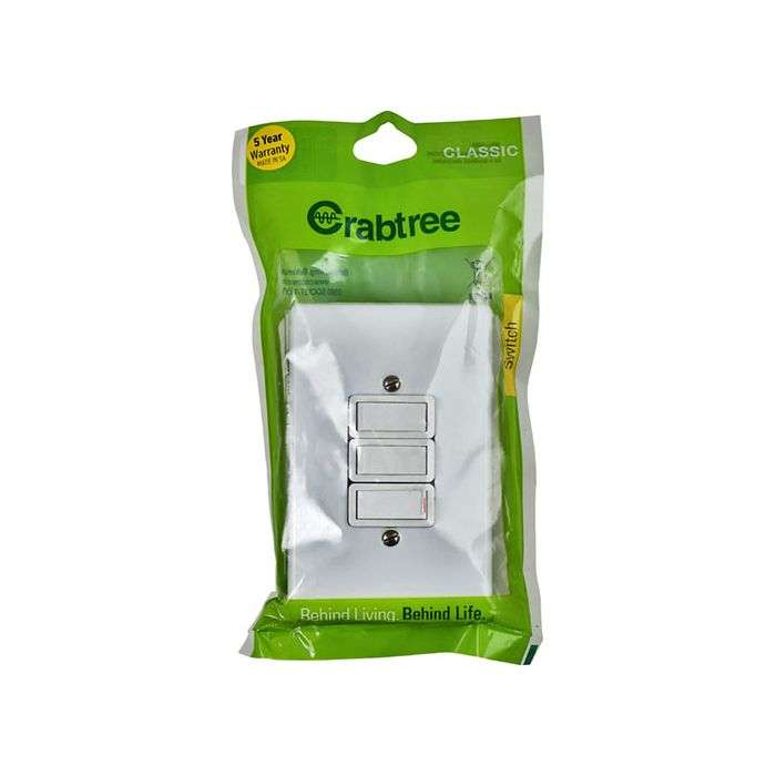 Crabtree Classic White 3-Lever 1-Way Light Switch 2x4
