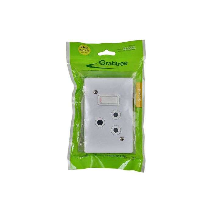 Crabtree Classic White Single RSA Wall Socket 2x4