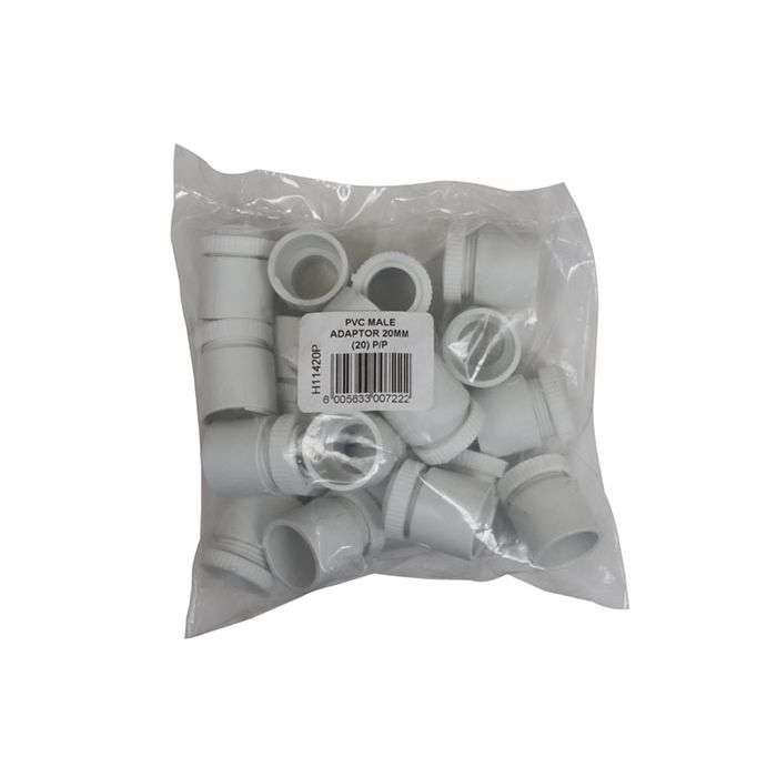 PVC Conduit Male Adaptors 20mm - 20 Pack